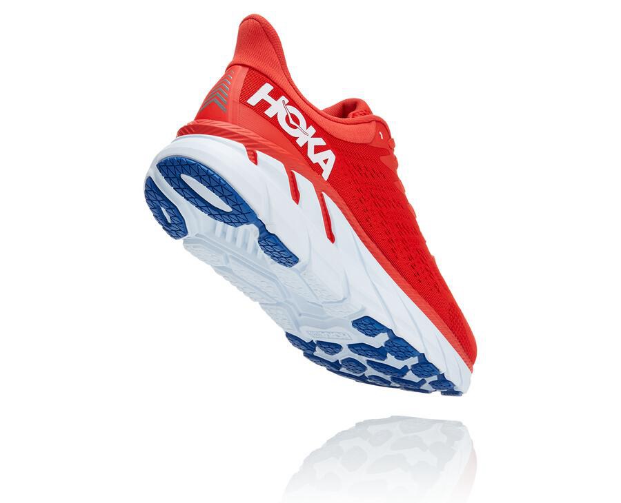 Hoka Australia One One Clifton 7 - Mens Running Shoes Red/White - ZCJVA-0271